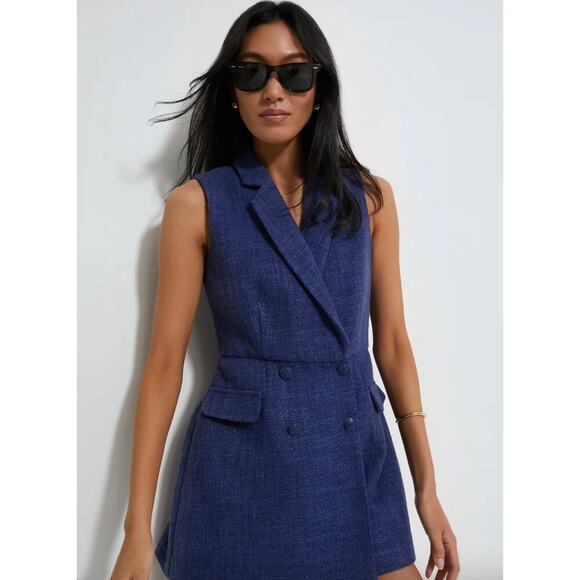 Tuckernuck Pomander Place Navy Tweed Campbell Romper Sz XS - Picture 1 of 7